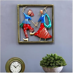 Couple Playing Dandiya Decorative Frame For Home and Office Decoration, Traditional Indian Wall Decor, Artistic Dandiya Dance Showpiece, Perfect Wall Hanging Frame Multicolour