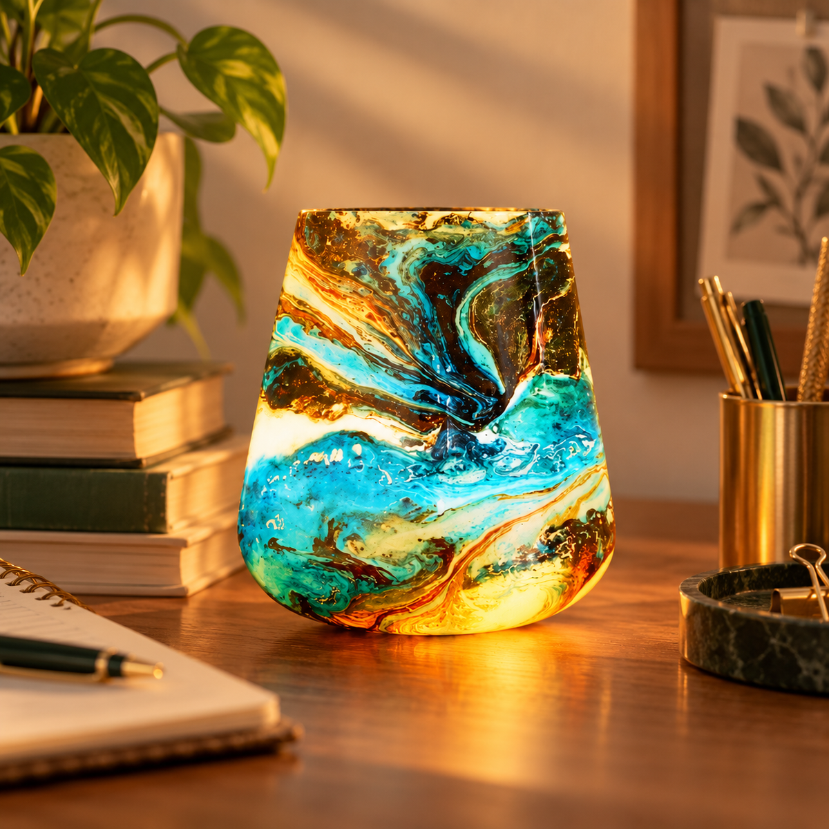 Samudra | Firozabad Glass Ocean Table Lamp