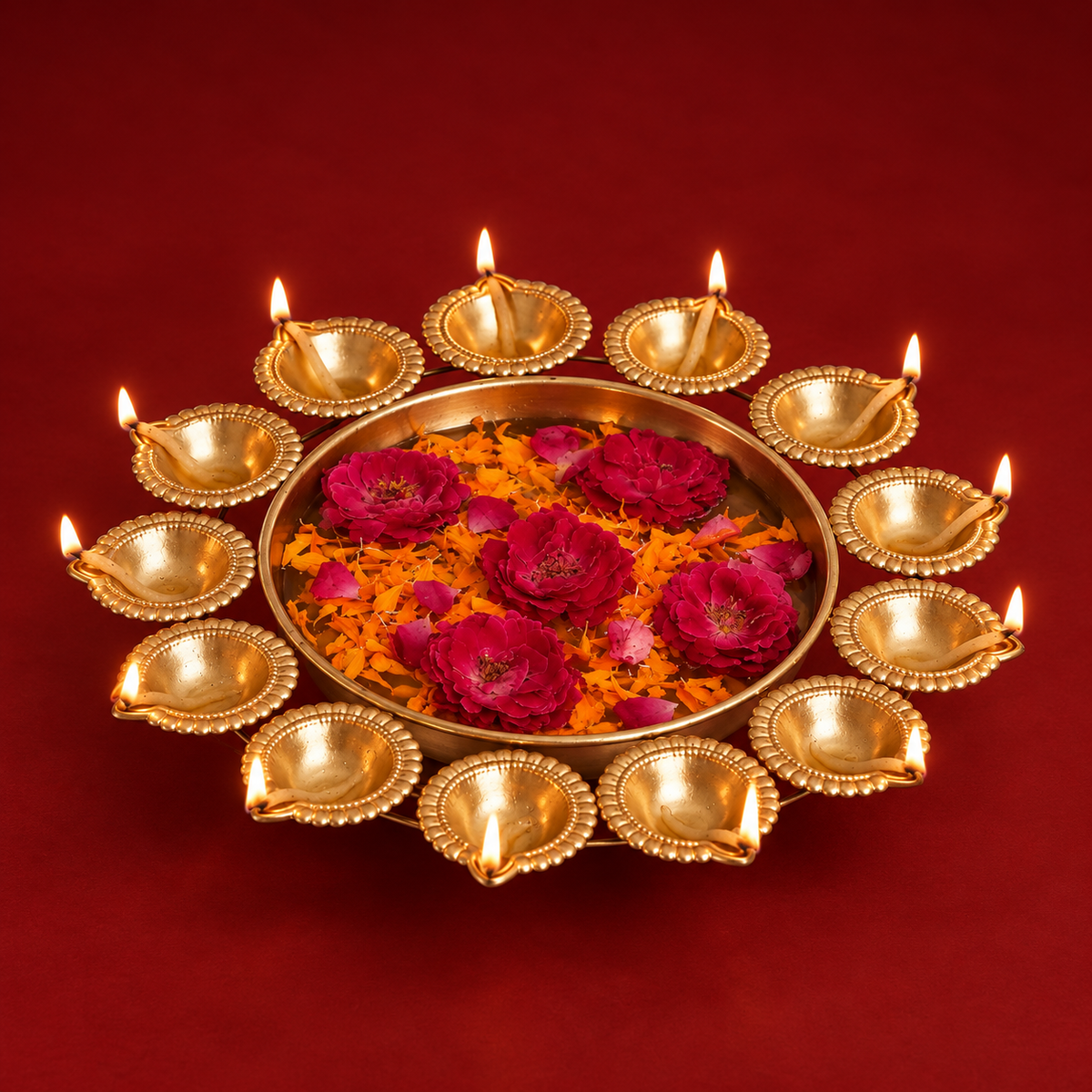 Fancy Golden Urli Tabletop Diya