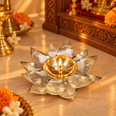 Chandni Kamal | Moradabad Silver-Finish Lotus Holder