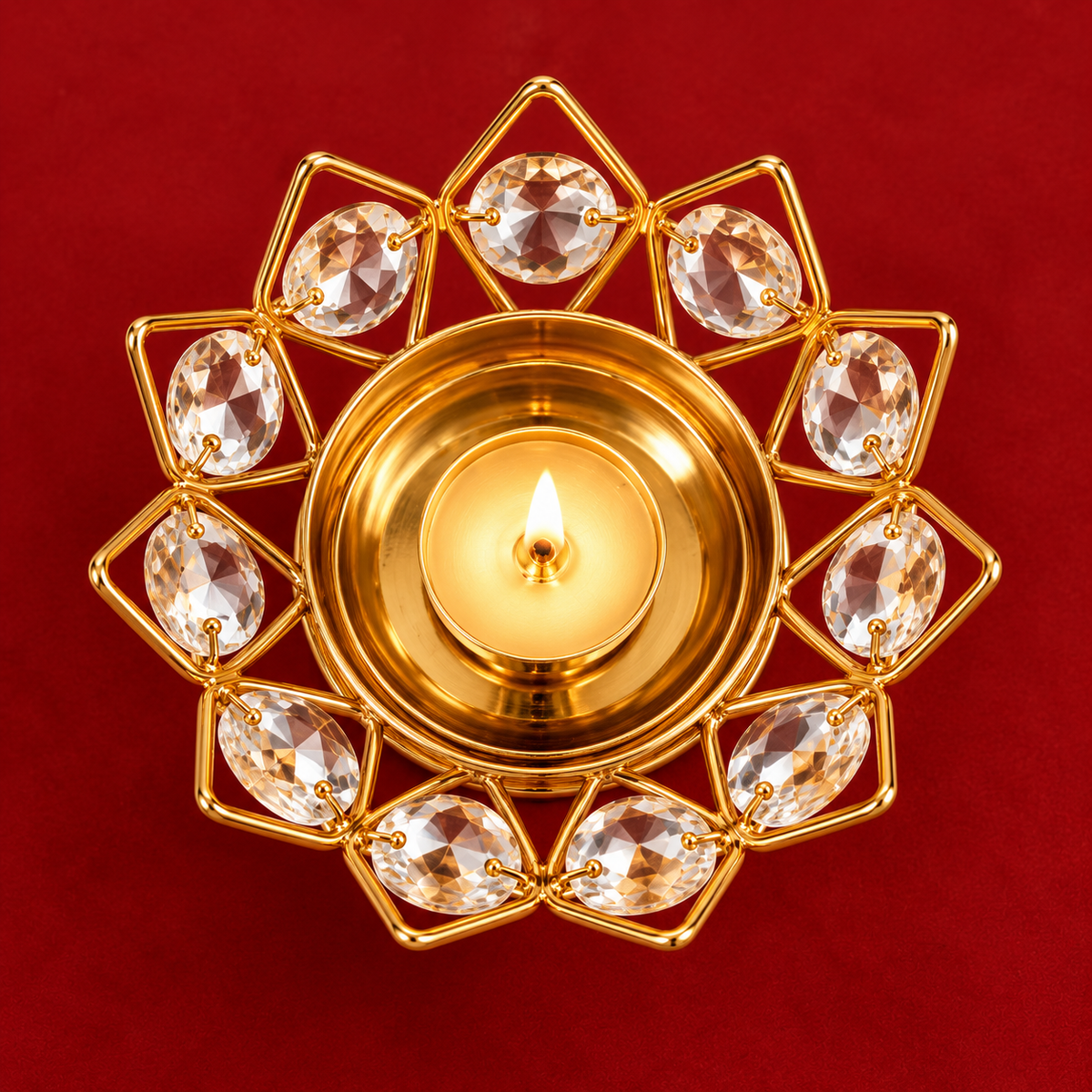 Sitara | Moradabad Iron & Crystal Diya, Set of 4
