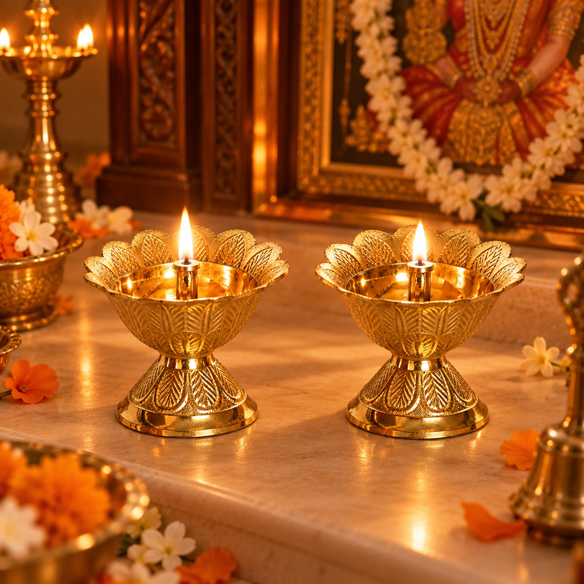 Sandhya Jyoti | Moradabad Brass Payali Diya, Set of 2 (Style 1)