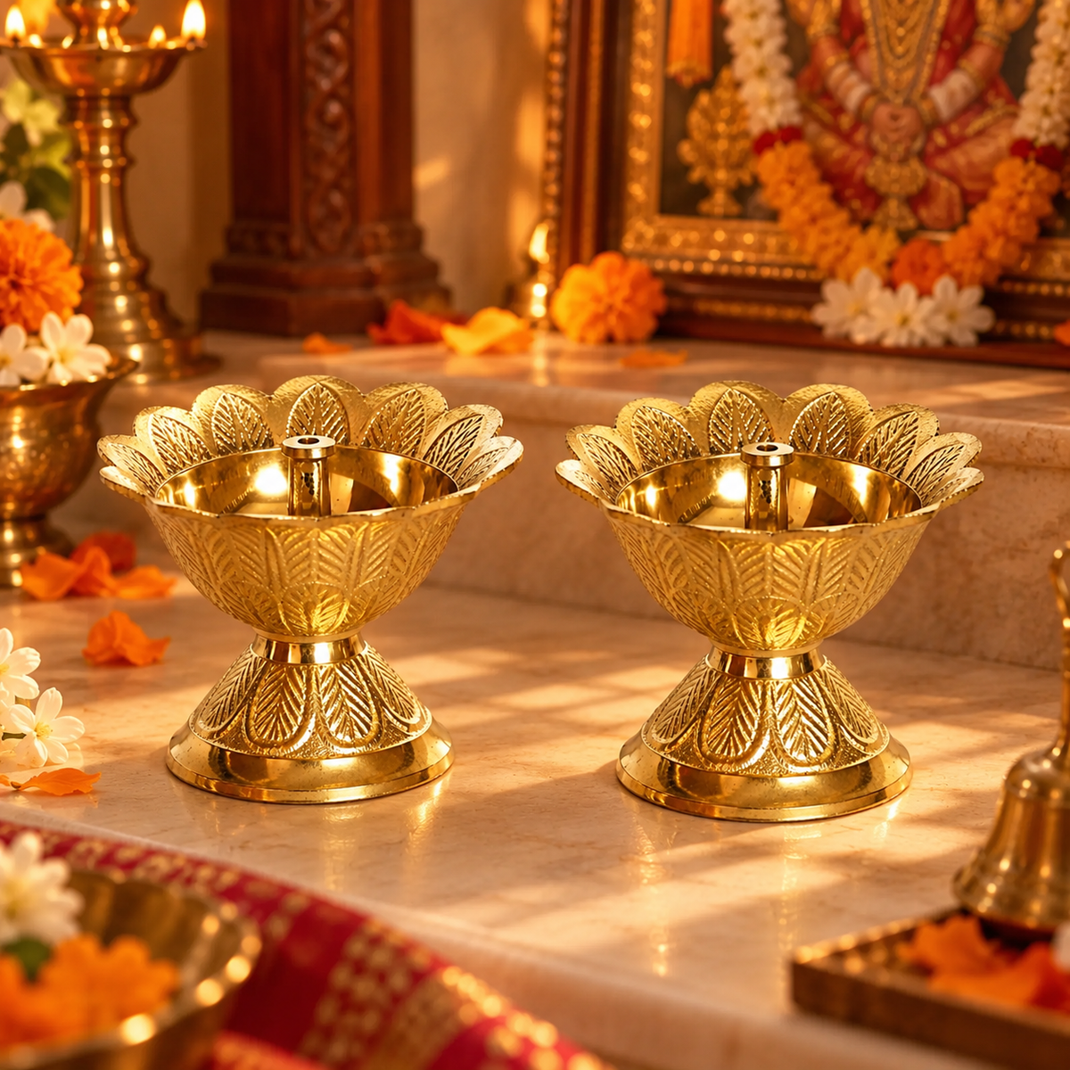 Sandhya Jyoti | Moradabad Brass Payali Diya, Set of 2 (Style 1)