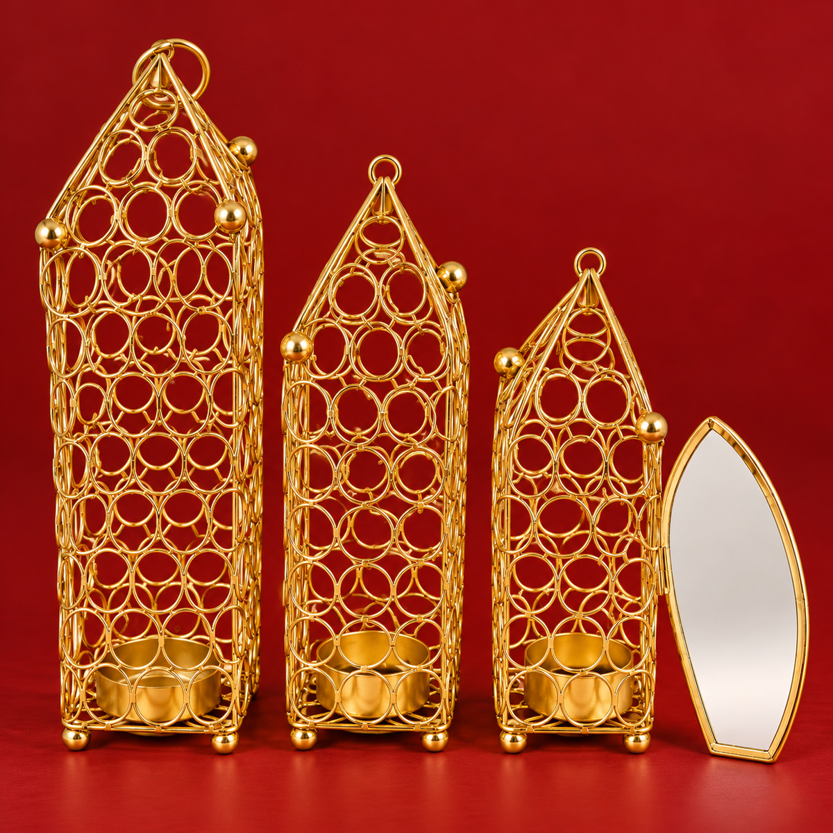 Teen Deep | Moradabad Brass Hanging Tealight, Set of 3