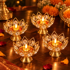 Sitara | Moradabad Iron & Crystal Diya, Set of 4