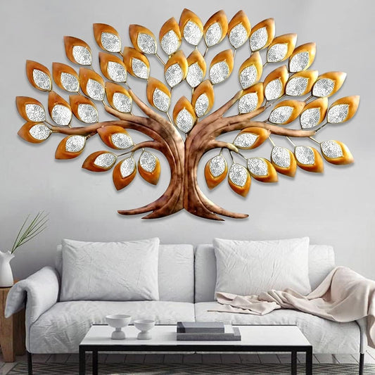 Golden Metal Tree With LED for Home and Office Decoration, Unique Decorative Item for Living and Bedroom, Modern Wall Art Items for Beautiful Decor