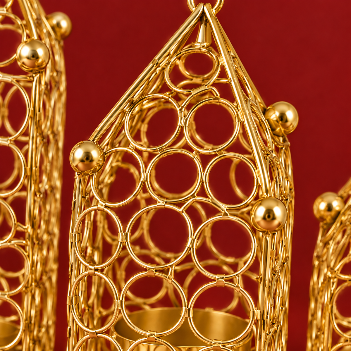 Teen Deep | Moradabad Brass Hanging Tealight, Set of 3