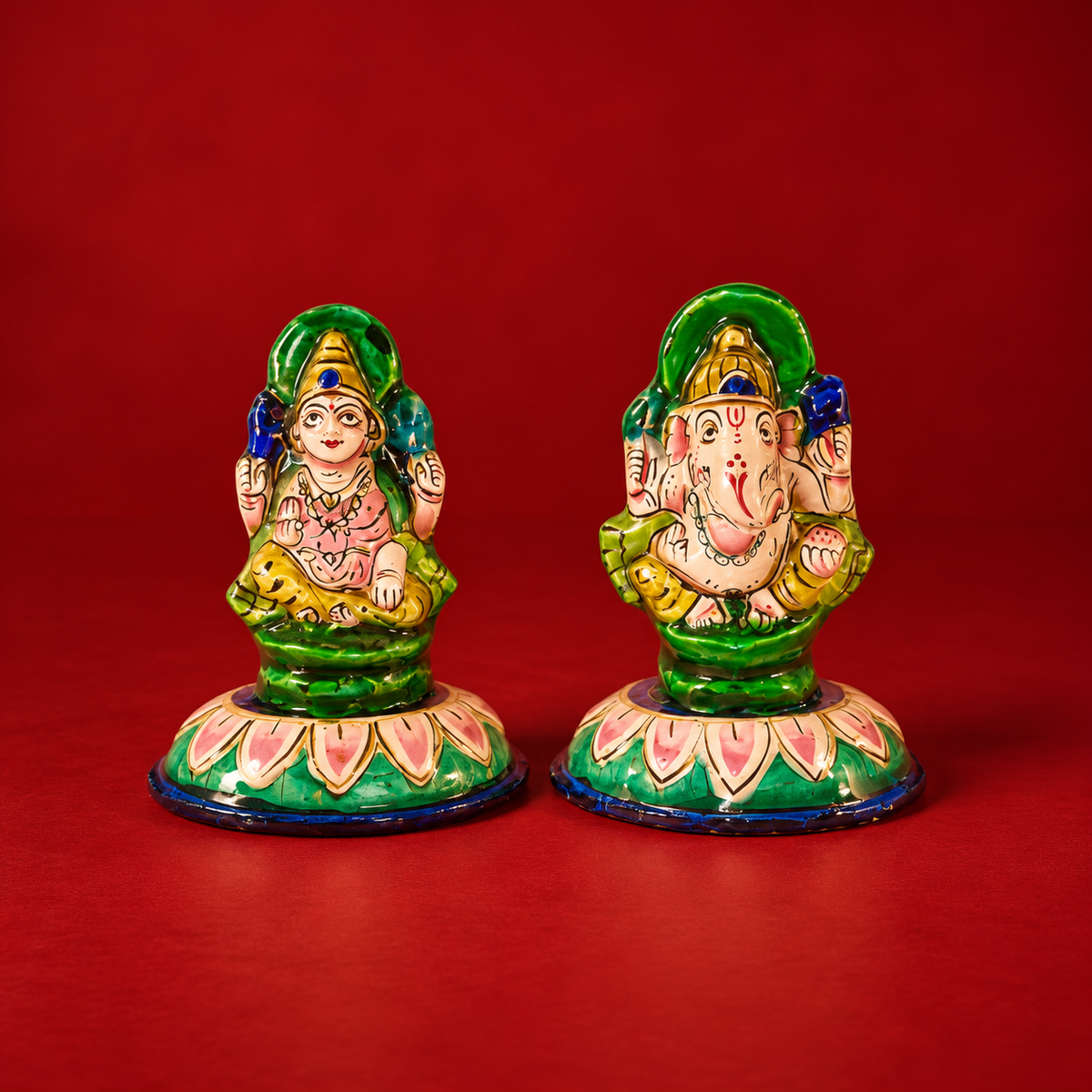 Gulabi Ashirwad | Banaras Gulabi Meenakari Lakshmi & Ganesha