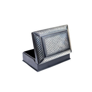 Handcrafted Bidriware Art Work Black Metal Square Silver Inlay Jewellery Box