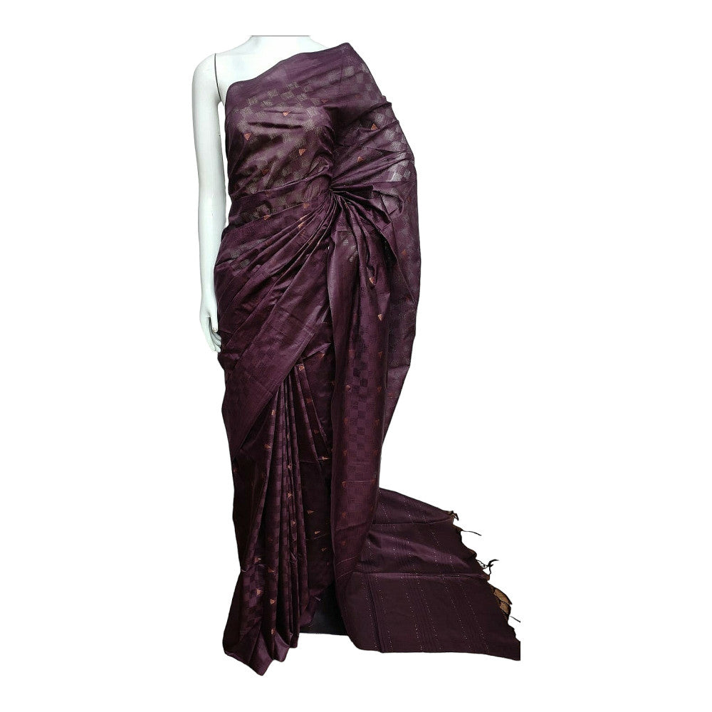 Handloom Beautiful Wine Saree