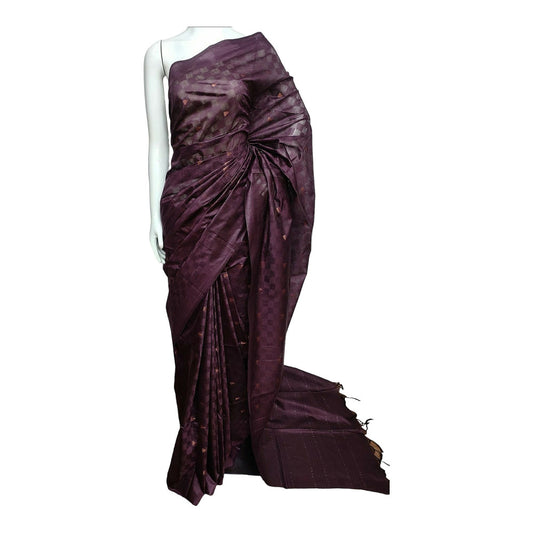 Handloom Beautiful Wine Saree
