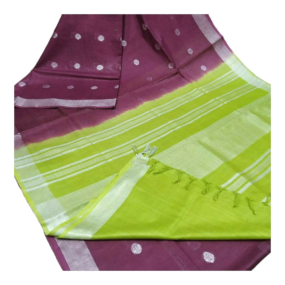 Handloom Magenta & Green Saree
