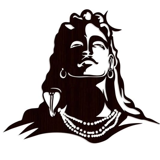 | Lord Shiv Ji Wall Decor Iron Frame with LED Light Unique Home Decoration - Small - 24 inch