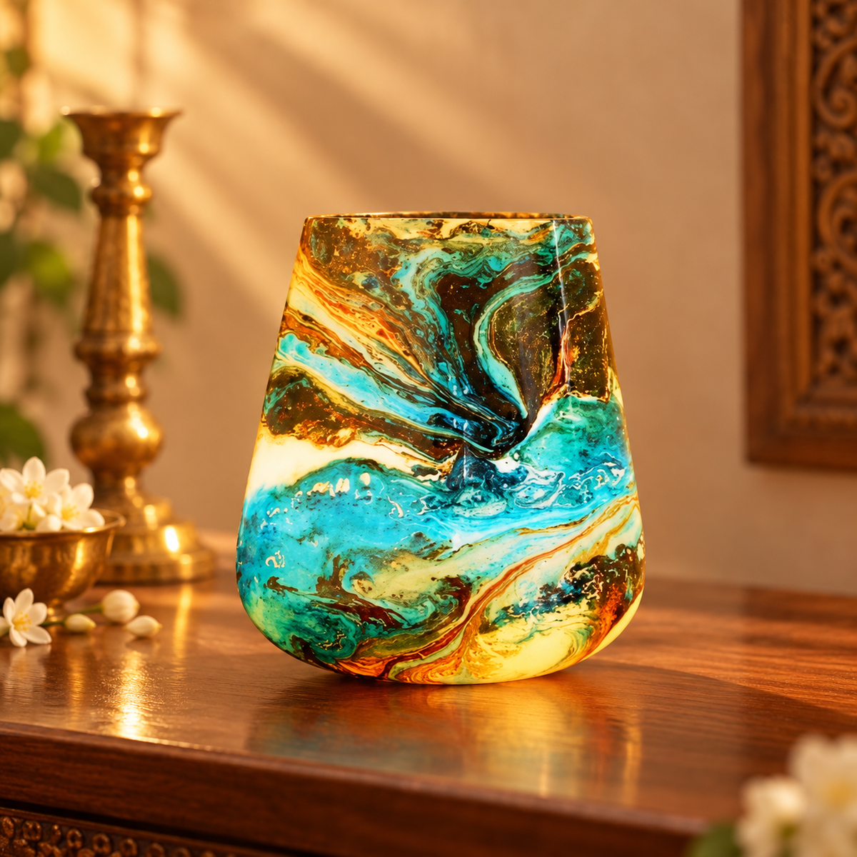 Samudra | Firozabad Glass Ocean Table Lamp