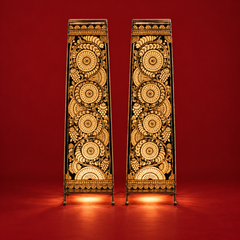 Tholu Phool | Andhra Leather Puppetry Floral Lamp, Set of 2