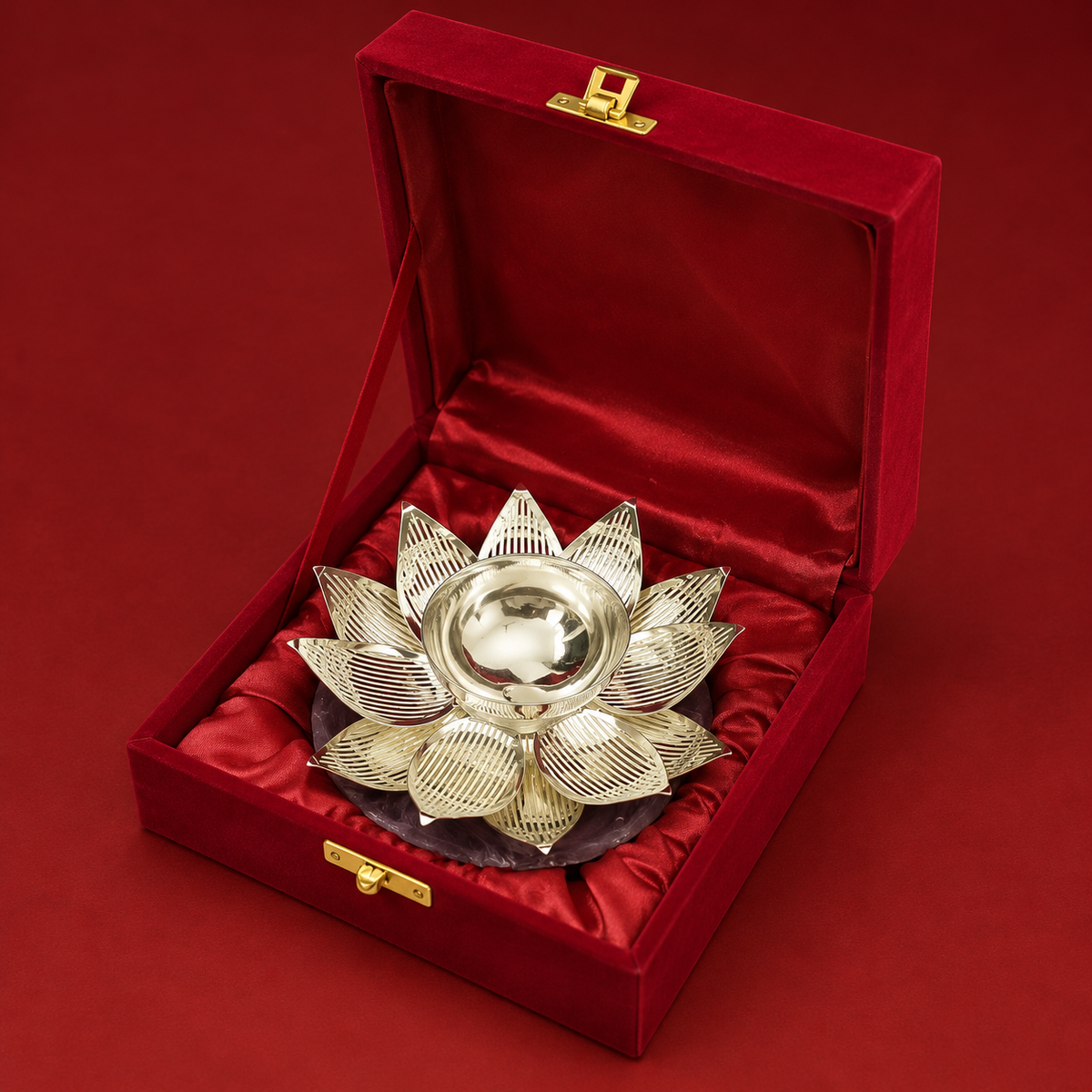 Rajat Kamal | Moradabad Silver-Finish Lotus Tealight Holder