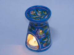 Blue Pottery Diffuser & Candle Set Rakhi Return Gift for Sister Combo 8