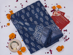 Linen Saree Set – Indigo-Rakhi Return Gift for Sister Combo 2