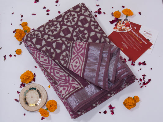 Linen Saree Set – Purple- Rakhi Return Gift for Sister Combo 3