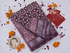 Linen Saree Set – Purple- Rakhi Return Gift for Sister Combo 3
