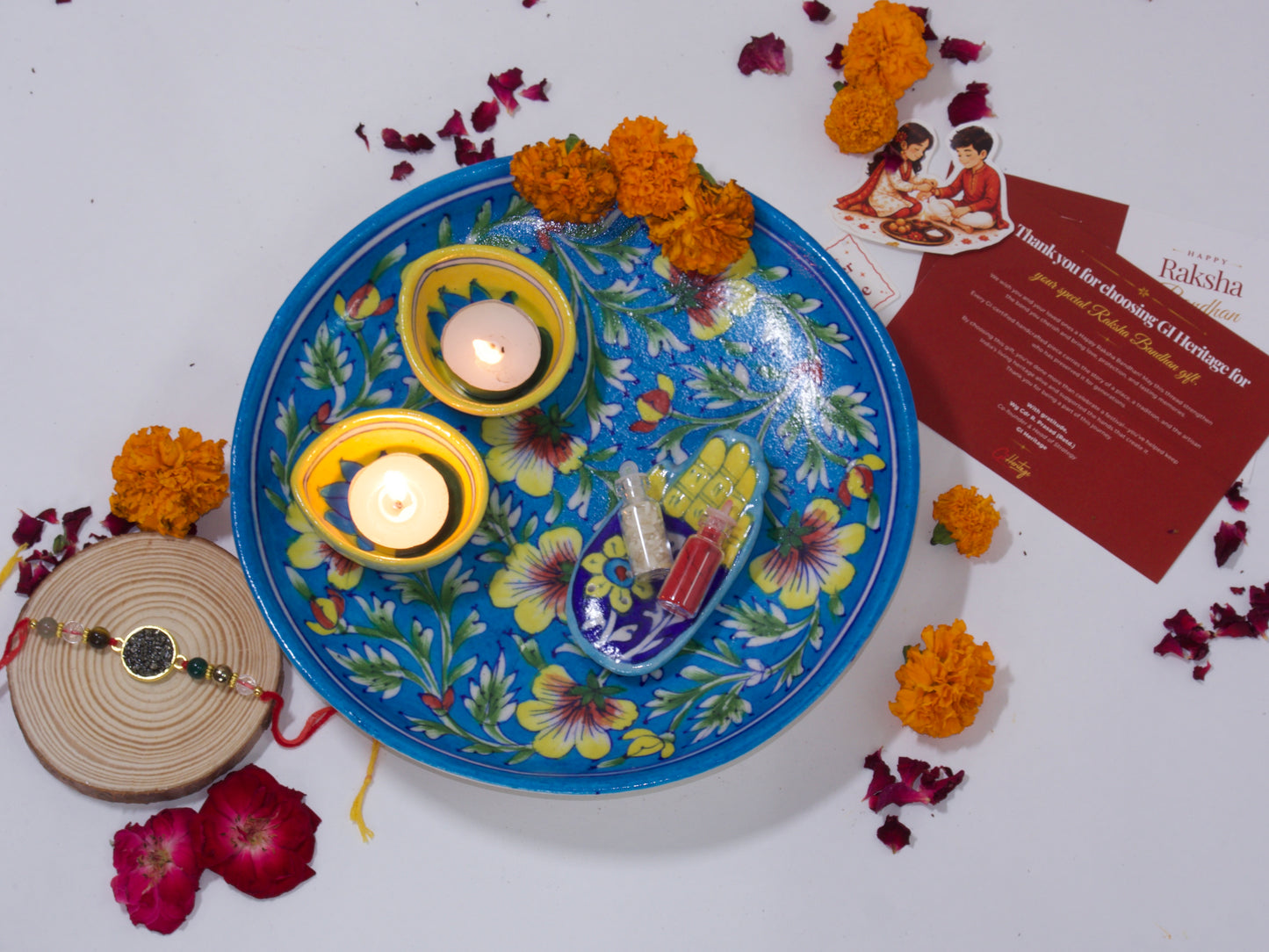 Jaipur Blue Pottery Rakhi Gift Hamper