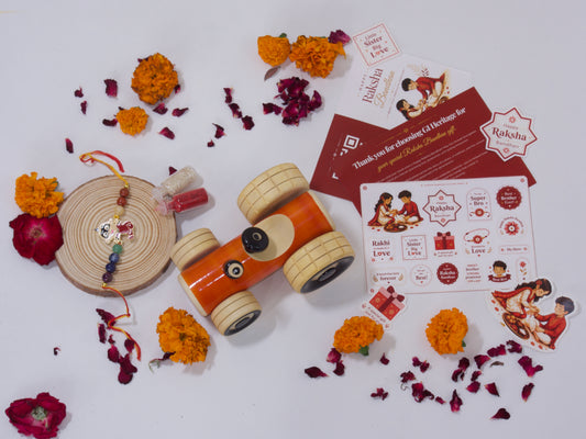 Wooden Tractor Rakhi Set - Kids Combo 1