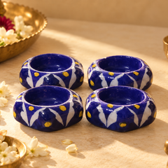Neel Deep | Jaipur Blue Pottery Diya, Set of 4