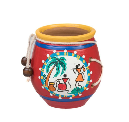 Red Tribal Terracota Pen Holder