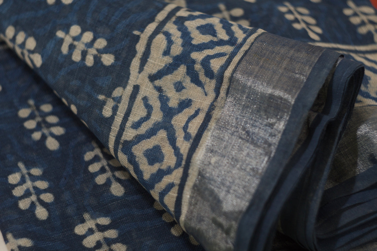 Linen Saree Set – Indigo-Rakhi Return Gift for Sister Combo 2