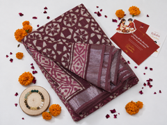 Linen Saree Set – Purple- Rakhi Return Gift for Sister Combo 3