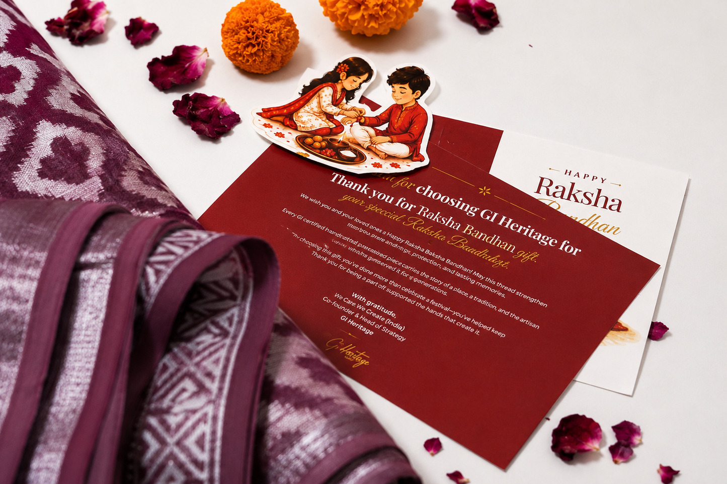 Linen Saree Set – Purple- Rakhi Return Gift for Sister Combo 3