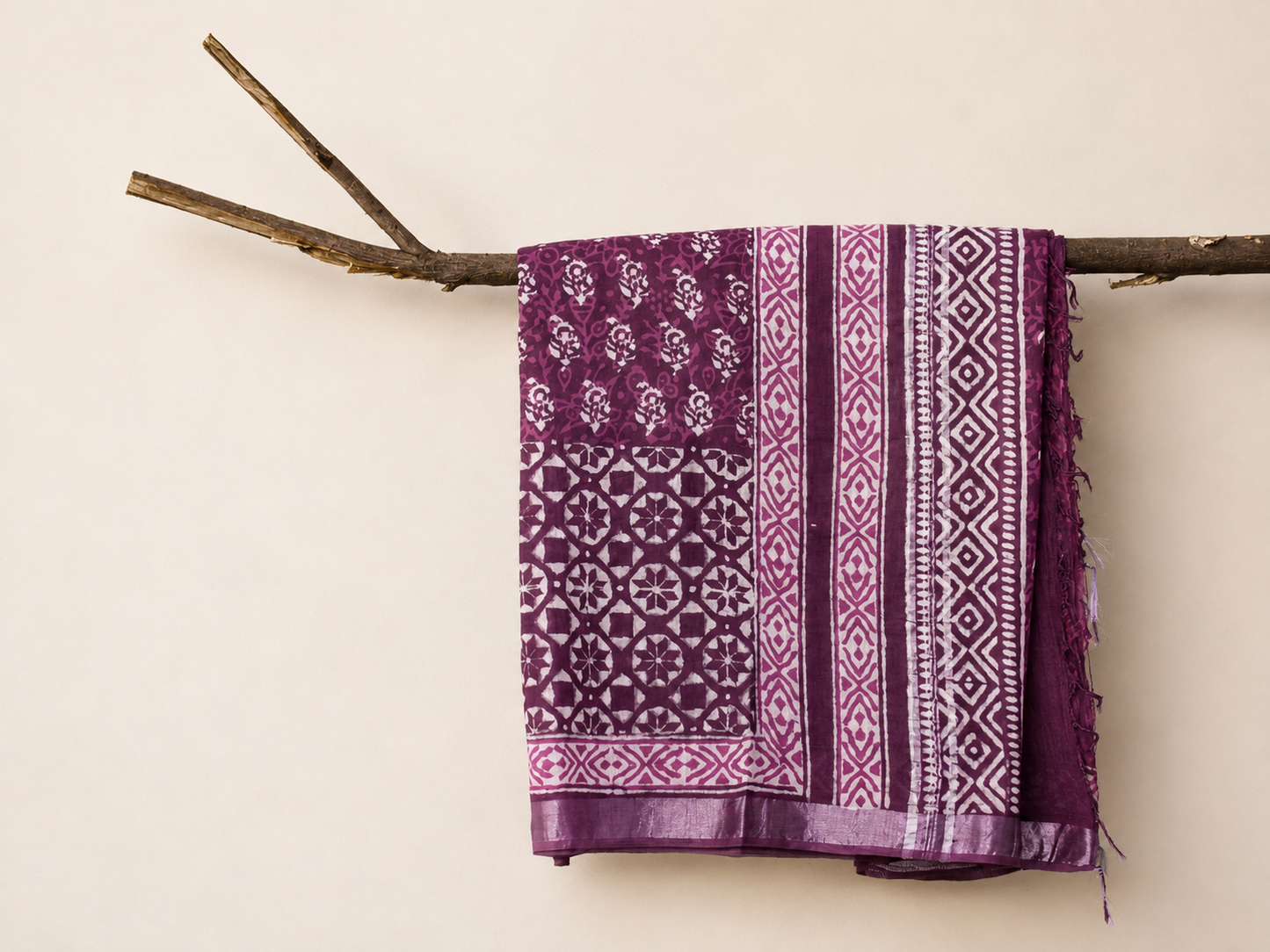 Linen Saree Set – Purple- Rakhi Return Gift for Sister Combo 3