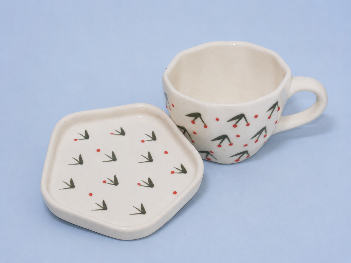 Blue Pottery Cup and Coaster Set – Tree-Rakhi Return Gift for Sister Combo 5