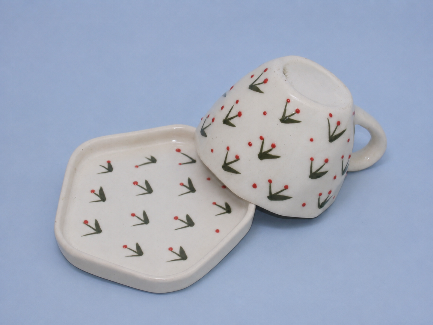 Blue Pottery Cup and Coaster Set – Tree-Rakhi Return Gift for Sister Combo 5