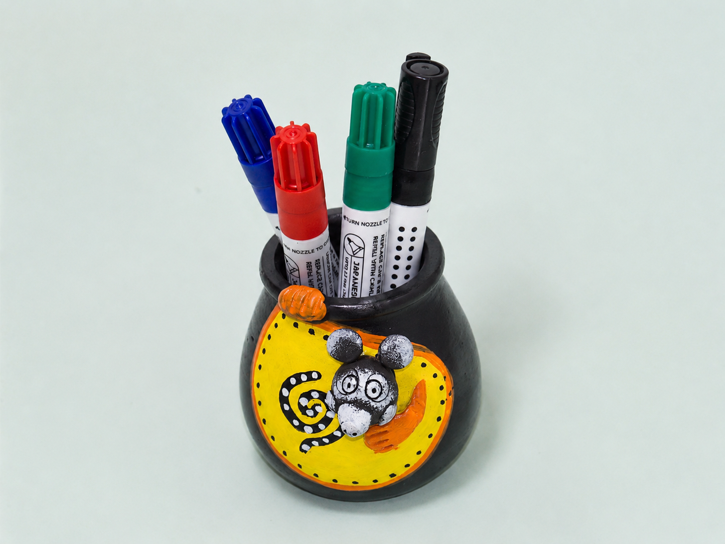 Black Pottery Pen Stand Rakhi Return Gift for Sister Combo 10