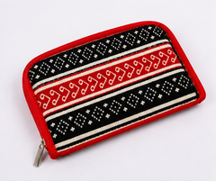 Toda Embroidered Two In One Pouch - Black and Red Pattern
