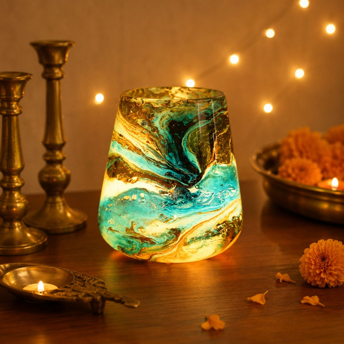 Samudra | Firozabad Glass Ocean Table Lamp
