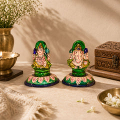 Lakshmi & Ganeshji Gulabi Meenakari Art