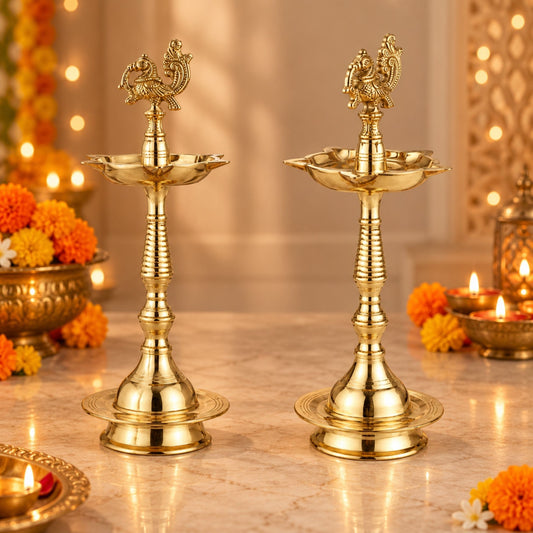 Brass Finish Kerala Deepam Set
