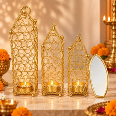 Golden Hanging Tealight Set of 3 Diyas