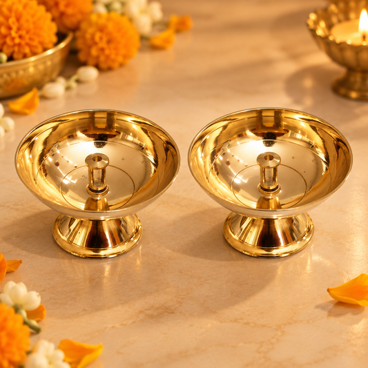 Beautiful Golden Brass Payali Jyoti set of 2 (Style 3 )