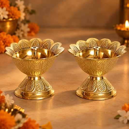 Beautiful Golden Brass Payali Diya Jyoti set of 2 ( Style 1 )