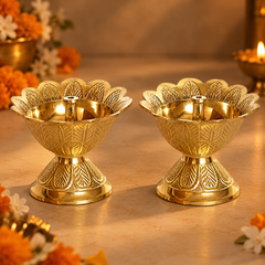 Beautiful Golden Brass Payali Diya Jyoti set of 2 ( Style 1 )