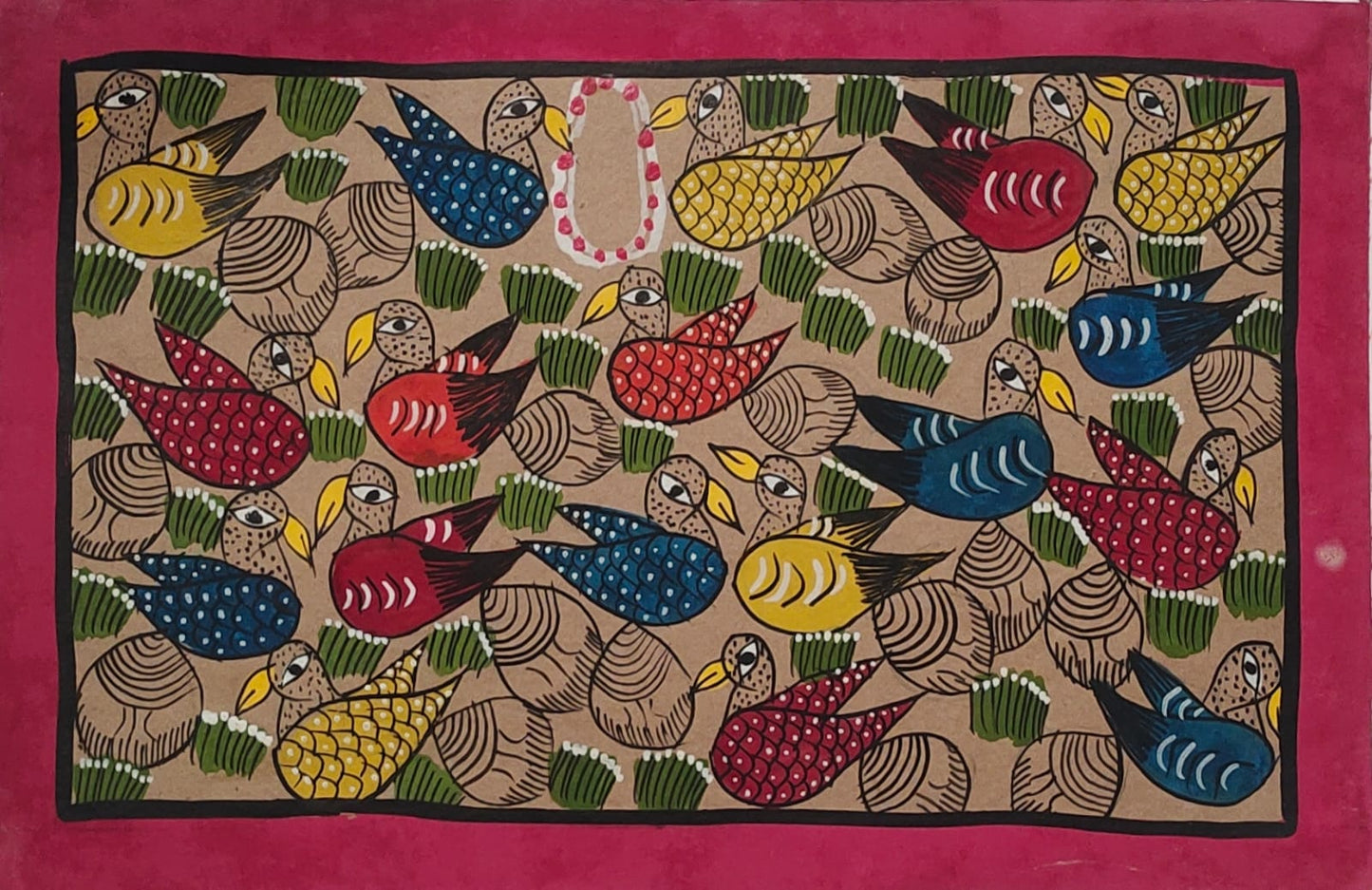 Bengal Pattachitra Traditional Birds Marriage (10x14 inches)