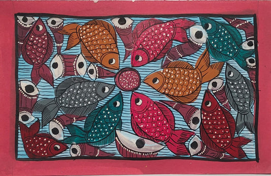 Bengal Pattachitra Traditional Fish Marriage (10x14 inches)