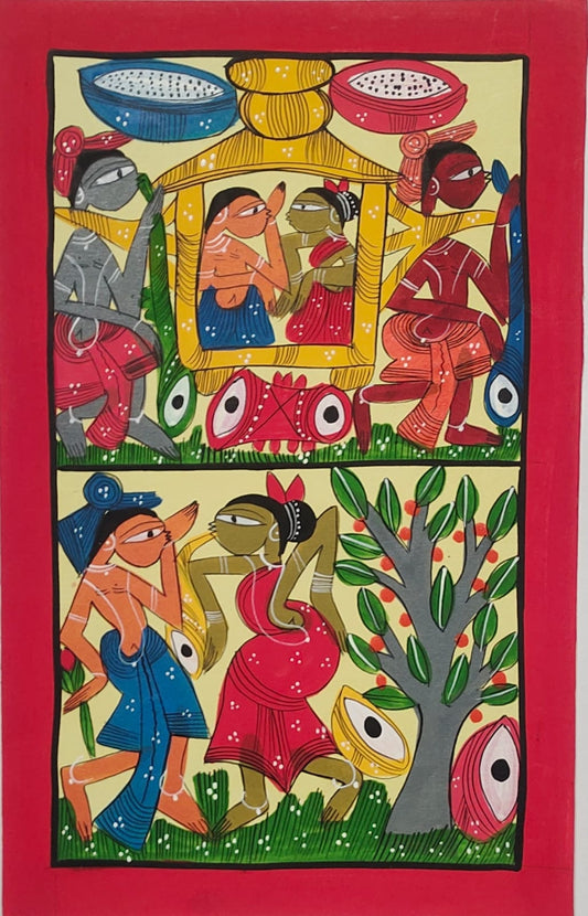 Bengal Pattachitra Wedding Ceremony (10x14 inches)