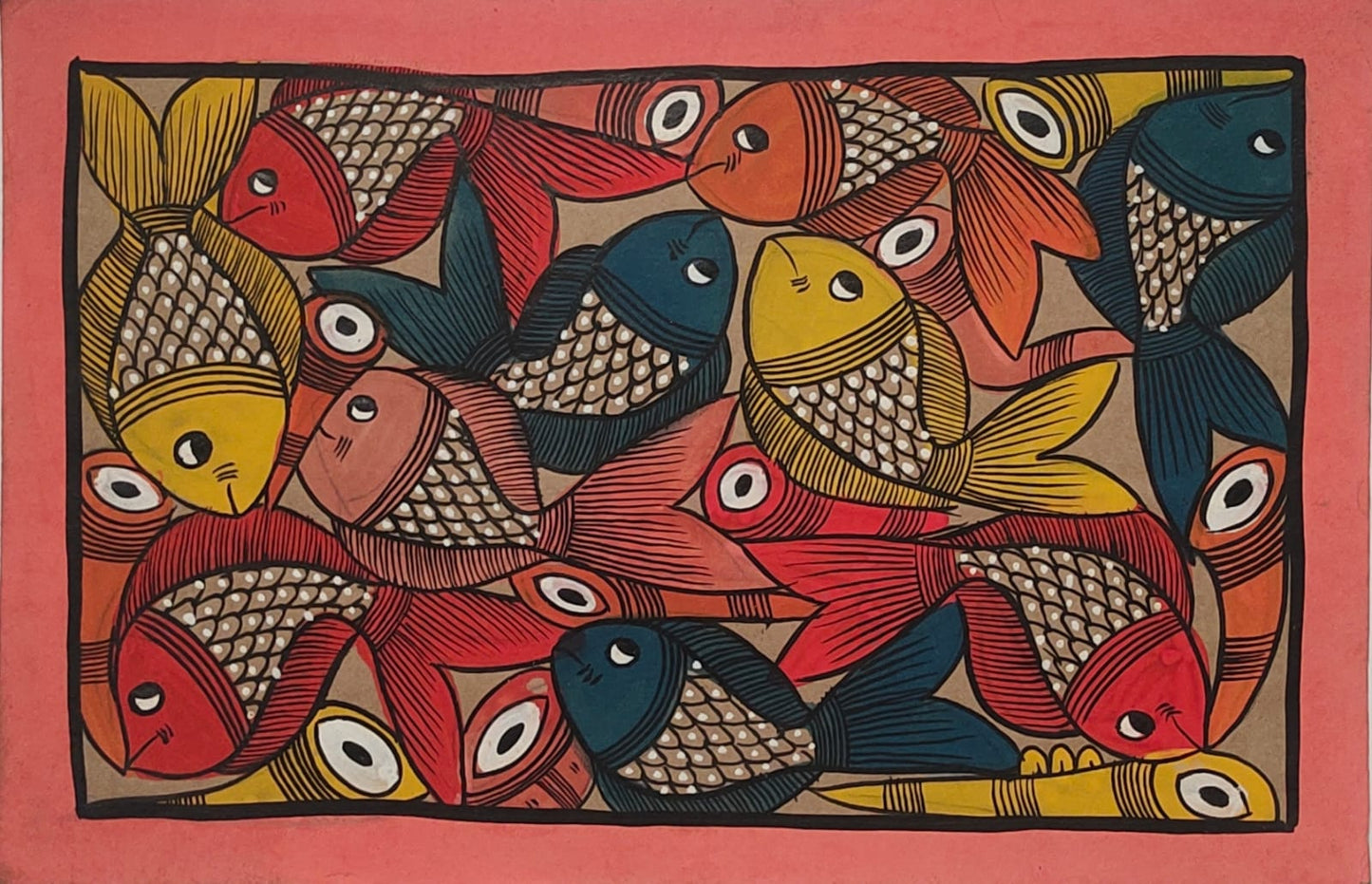 Bengal Pattachitra Festivities In The Fish World Style 1 (10x14 inches)