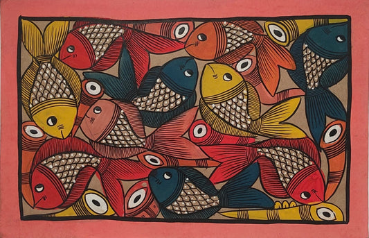 Bengal Pattachitra Festivities In The Fish World Style 1 (10x14 inches)