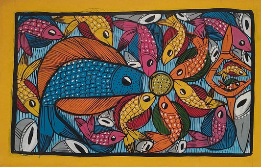 Bengal Pattachitra Festivities In The Fish World (10x14 inches)