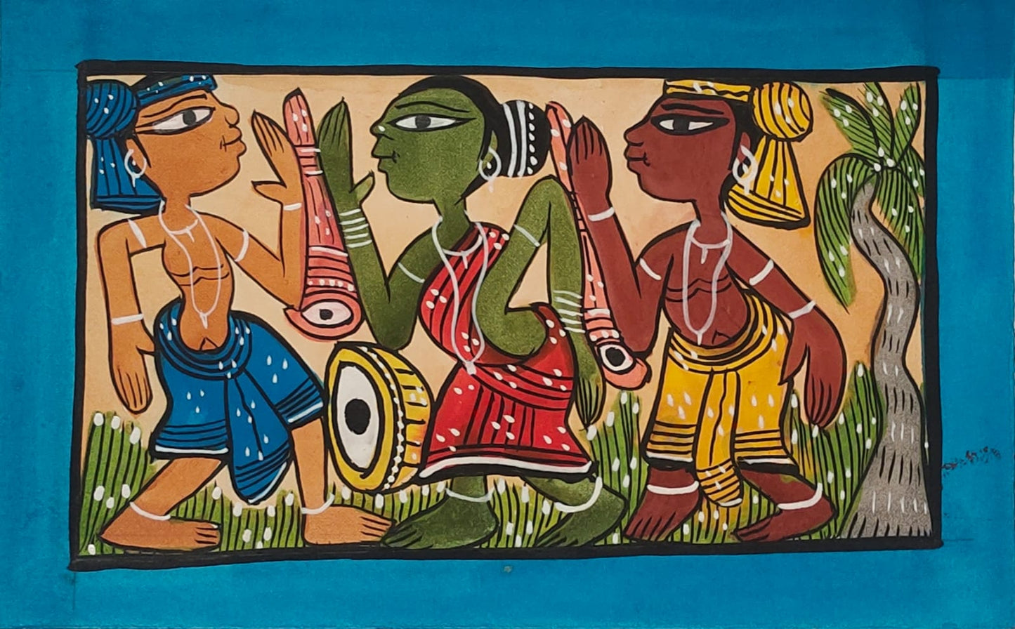 Bengal Pattachitra 2 Men With Women (10x14 inches)